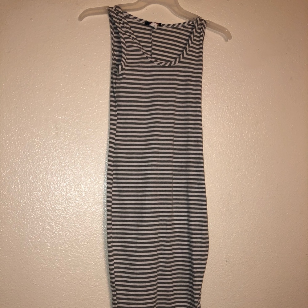 Light grey stripped dressed